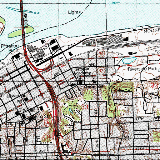 Topographic Map of Temple Academy, IL