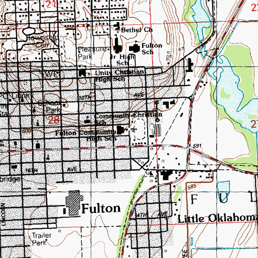 Topographic Map of Fulton Community High School, IL