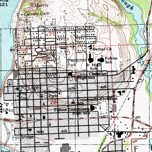 Topographic Map of Unity Christian High School, IL