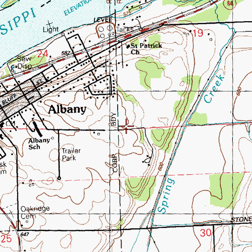 Topographic Map of Albany Elementary School (historical), IL