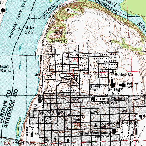 Topographic Map of Fulton Cemetery, IL