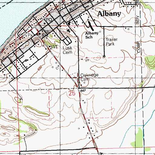 Topographic Map of Oakridge Cemetery, IL