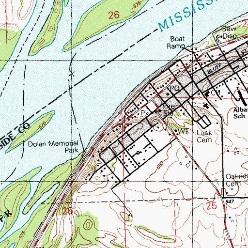 Topographic Map of Lusk Cemetery, IL