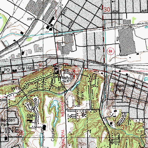 Topographic Map of United Township High School, IL