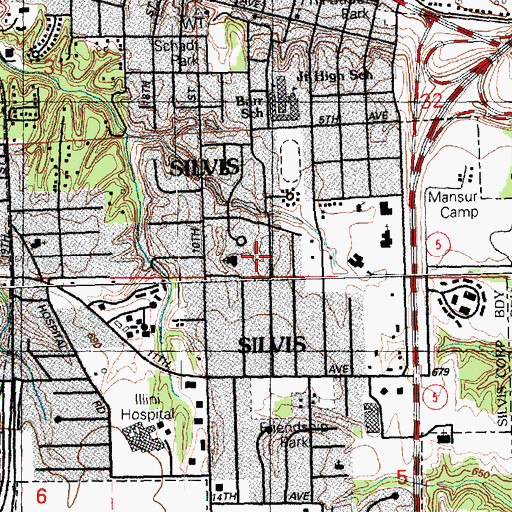 Topographic Map of First Baptist Church, IL