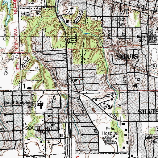 Topographic Map of Silvis Heights Church, IL