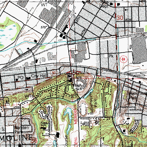 Topographic Map of East Moline Church of God, IL