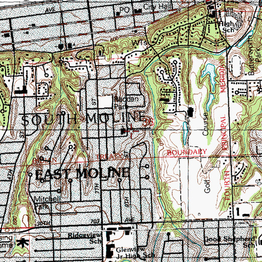 Topographic Map of First Presbyterian Church, IL
