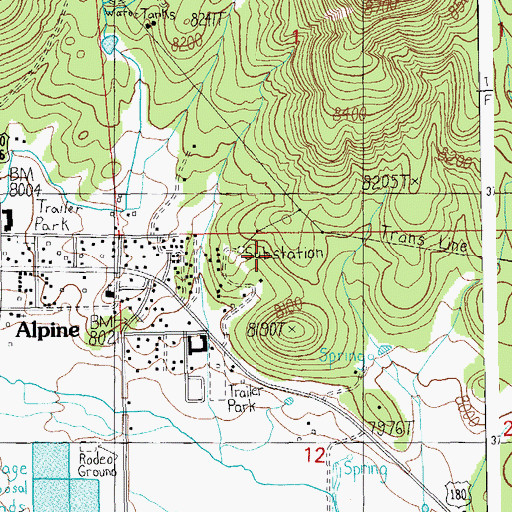 Topographic Map of Alpine Forest Service Station, AZ