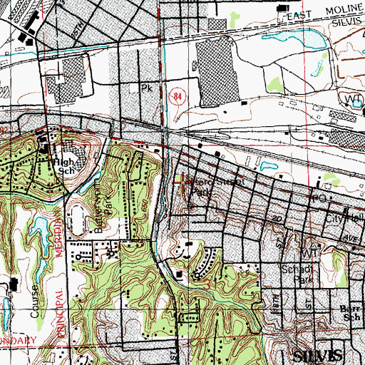 Topographic Map of Hero Street Park, IL