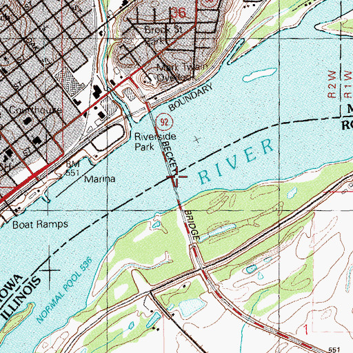 Topographic Map of Norman F Beckey Bridge, IA