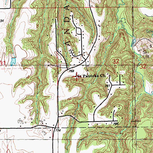 Topographic Map of Saint Patricks Catholic Church, IL