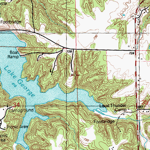 Topographic Map of Lone Cedar Picnic Area, IL