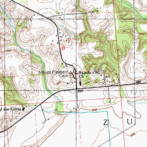 Topographic Map of Mount Pleasant Cemetery, IL