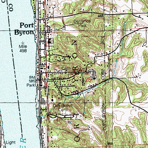 Topographic Map of Port Byron Cemetery, IL