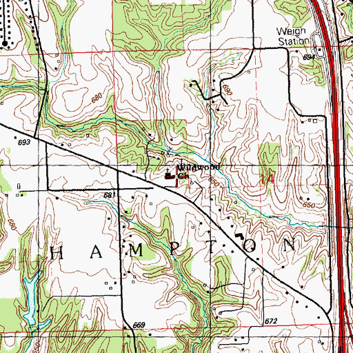 Topographic Map of Wildwood Baptist Church, IL