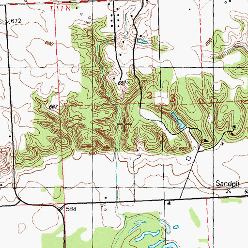 Topographic Map of Woodcrest, IL