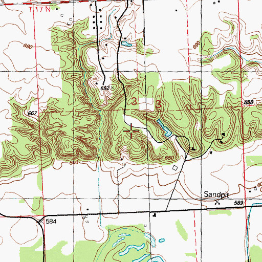 Topographic Map of Hickory Hills, IL