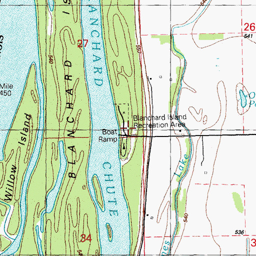 Topographic Map of Blanchard Island Recreation Area, IL