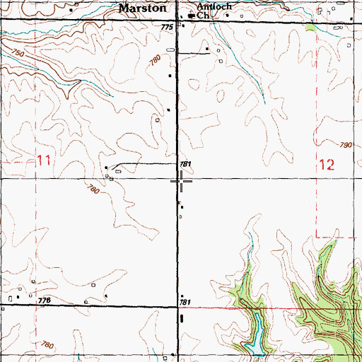 Topographic Map of Marston, IL