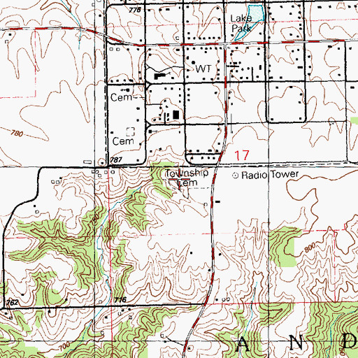 Topographic Map of Andover Township Cemetery, IL