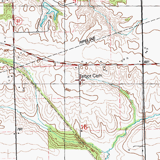 Topographic Map of Talbot Cemetery, IL