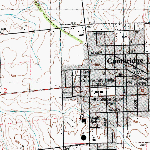 Topographic Map of Hand Park, IL