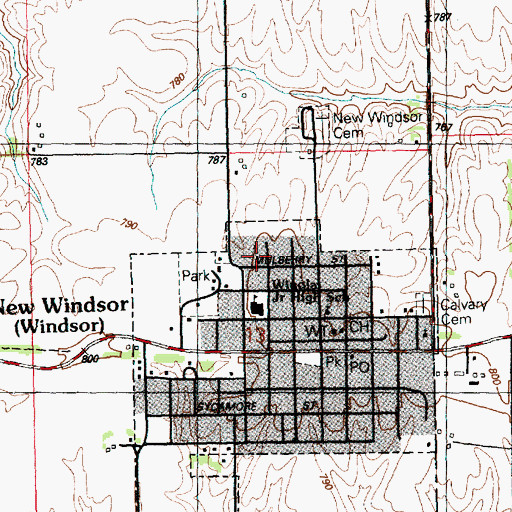 Topographic Map of Winola Junior High School, IL