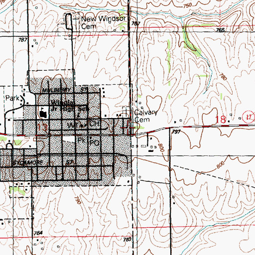 Topographic Map of Calvary Lutheran Church, IL