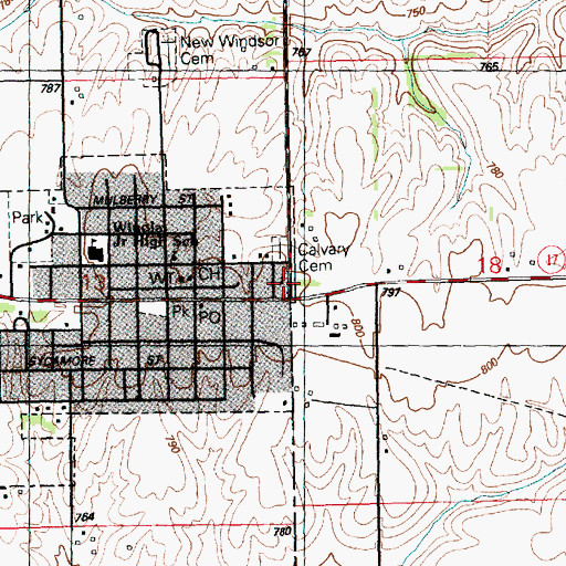 Topographic Map of Calvary Lutheran Church, IL
