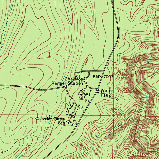 Topographic Map of Chevelon Work Center, AZ