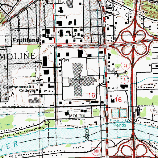 Topographic Map of Southpark Shopping Center, IL