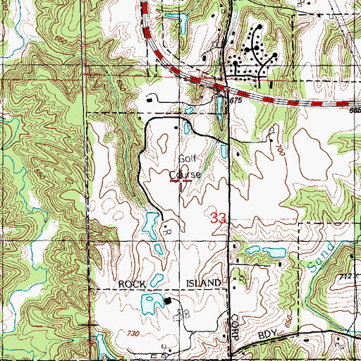 Topographic Map of Highland Springs Municipal Golf Course, IL