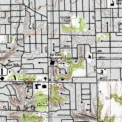 Topographic Map of Hebrew Cemetery, IL