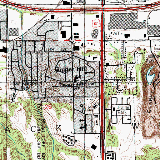 Topographic Map of Thomas Jefferson Elementary School, IL