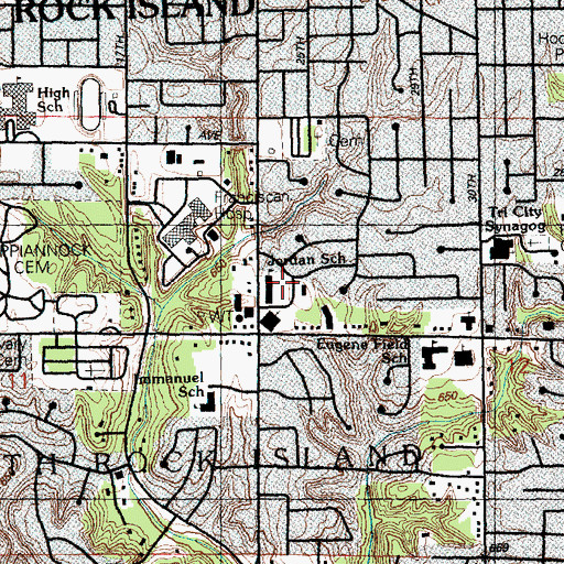 Topographic Map of Jordan Catholic School, IL