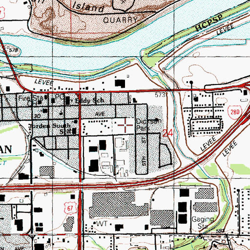 Topographic Map of Dickson Park, IL