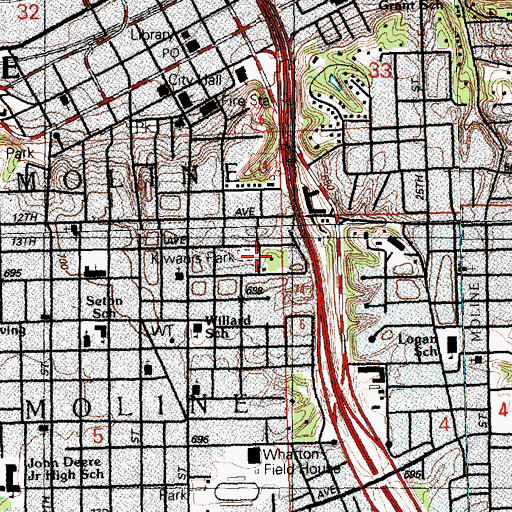 Topographic Map of Kiwanis Park, IL