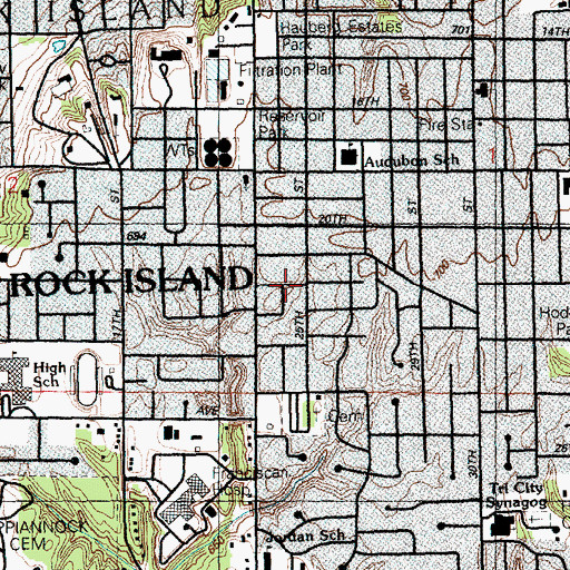 Topographic Map of Hauberg Estates Park, IL