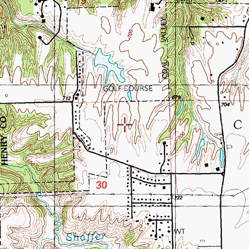 Topographic Map of Oakwood Country Club, IL