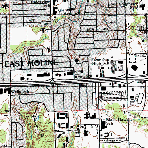 Topographic Map of Hilltop Plaza Shopping Center, IL