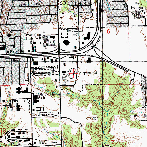 Topographic Map of Rock Island County Fairground, IL