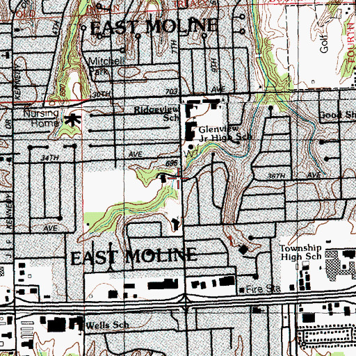 Topographic Map of First Christian Church, IL