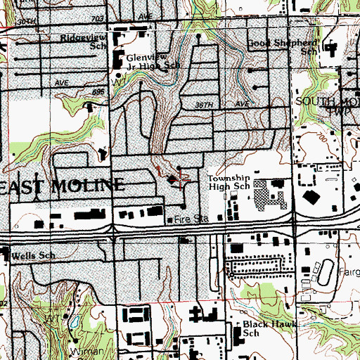 Topographic Map of First Baptist Church, IL