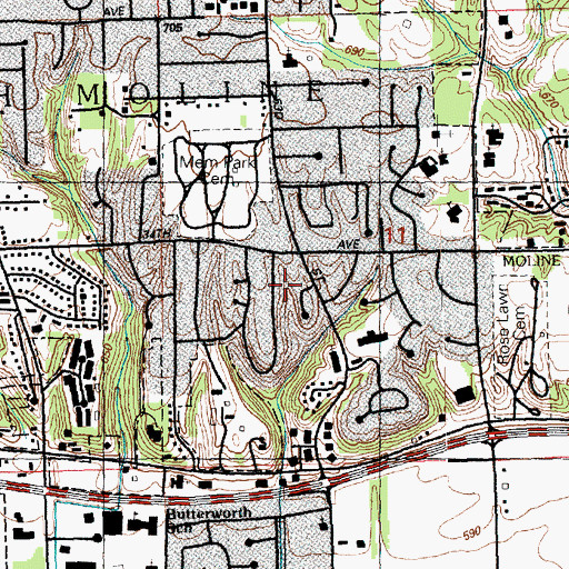 Topographic Map of Seventh Day Adventist Church, IL