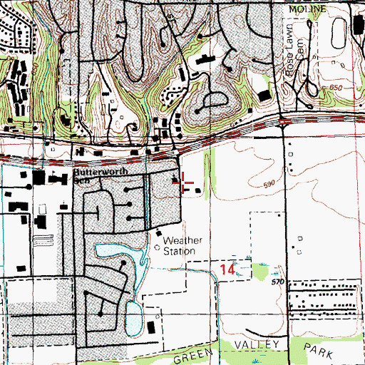 Topographic Map of Heritage Wesleyan Church, IL