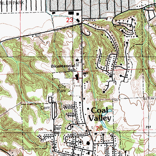 Topographic Map of Bicentennial Elementary School, IL