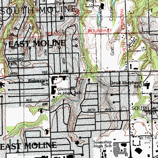 Topographic Map of Special Education United Township School, IL
