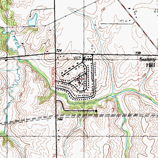 Topographic Map of Sunny Hill Estates, IL
