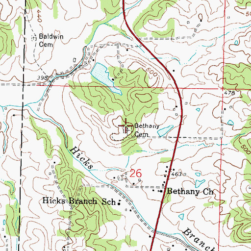 Topographic Map of Lavender Cemetery, IL